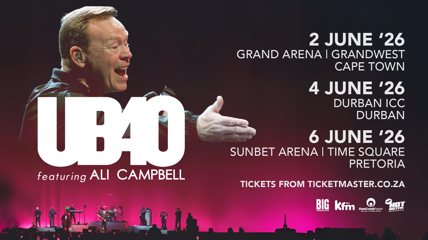 UB40 Featuring Ali Campbell - June 2026 SA Tour 5 UB40 Feat Ali Campbell SA Tour Poster